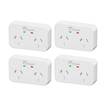 4PK Crest Platinum 2 Socket Surge Protector AU/NZ Plug W/ Child Protection White