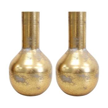 2PK LVD Decorative Metal Bud Vase Home Decor Metallic Gold 20x11x11cm