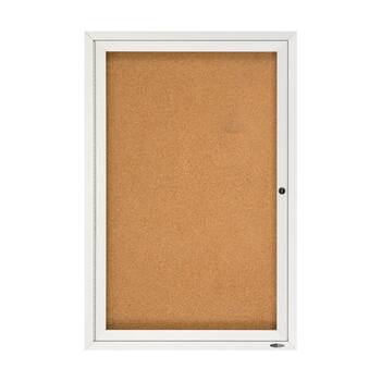 Quartet Enclosed Board Cork W/ Locking Door Aluminium 600x900mm Silver