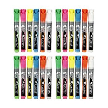 4x 6pc Quartet Marker LED/Glass Neon Ink Bullet Tip Pen Assorted
