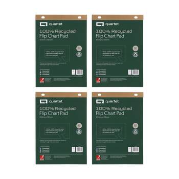 4x Quartet Flipchart Pad 20 Sheets Recycled Paper 600x850mm White