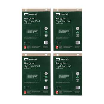 4x Quartet Flipchart Pad 50 Sheets Recycled Paper 600x850mm White