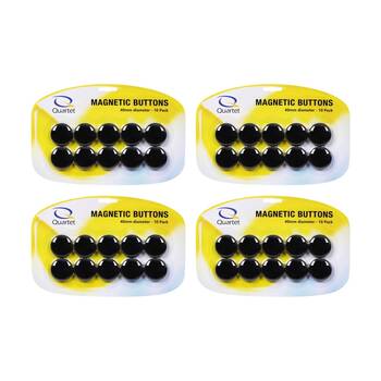 4x 10pc Quartet Magnet Buttons Office School Whiteboard Fridge 40mm Black