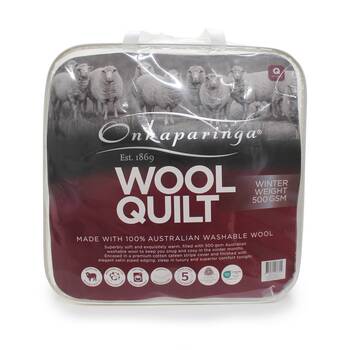 Onkaparinga 100% Wool Quilt Winter Weight Cover 500GSM Doona Single King