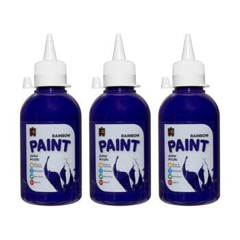 3PK Educational Colours Rainbow Junior Acrylic Paint Purple 250ml 3y+