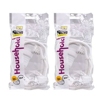 2PK Hpm 1M Piggyback Extension Lead HPM Household Cord Safety Power Strip