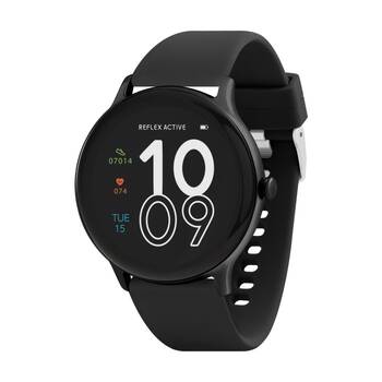 Reflex Active Series 22 Silicone Strap Heart Rate Tracking Smart Watch Black