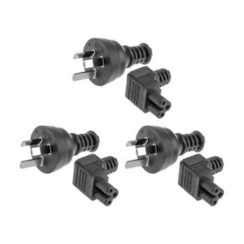 3PK Doss 2M Right Angle Clover Leaf Iec-C5 Appliance Lead Power Cord IEC C5