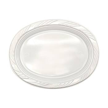 5x 50pc Partyware Reusable Oval Plates Set Tableware 230mm White
