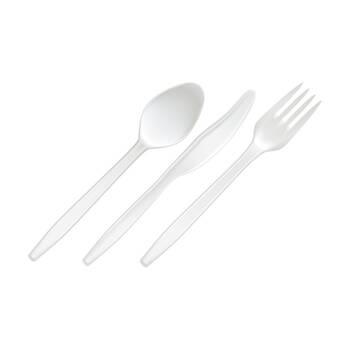 48x 24pc Partyware Reusable Plastic Mixed Cutlery Set Tableware White