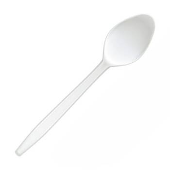 25x 20pc Partyware Heavy Duty Reusable Spoon Set Tableware/Serveware White