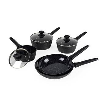 5pc Russell Hobbs Black Marble Ceramic Cookware Set Non-Stick Coated