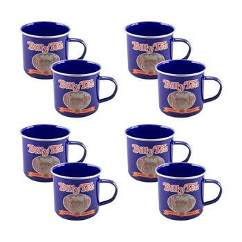 4x 2pc Rojo Imports Billy Tea Durable Steel Enamel Coffee Mug Set Blue 9cm