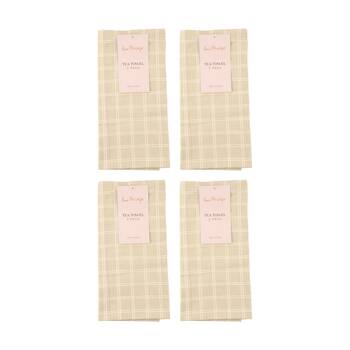4x 2pc Bas Phillips Printed Linen Looks Tea Towel Set Cotton Green Check
