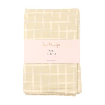 Bas Phillips Printed Linen Looks Table Cloth Green Check Small 140x180cm