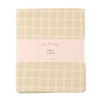 Bas Phillips Printed Linen Looks Table Cloth Green Check MED 140x230cm