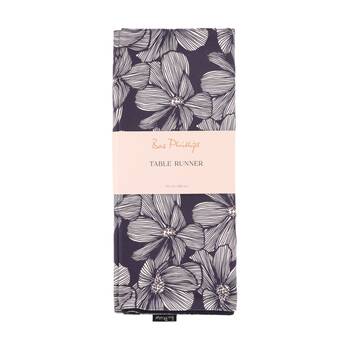 Bas Phillips Printed Linen Looks Table Runner Blue Flowers MED 35x180cm