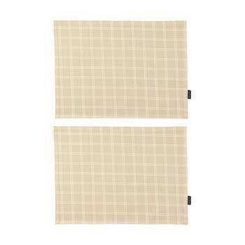 2x 4pc Bas Phillips Printed Linen Looks Placemat Set Green Check 33x45cm