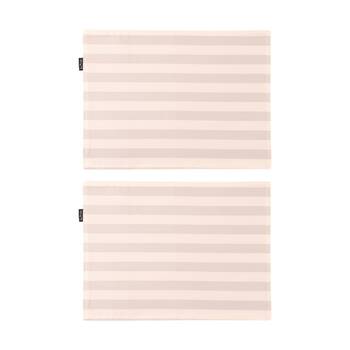 2x 4pc Bas Phillips Printed Linen Looks Placemat Set Natural Stripes 33x45cm