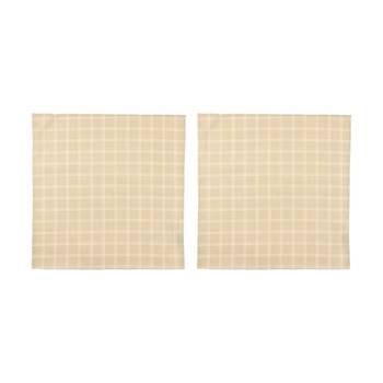 2x 4pc Bas Phillips Printed Linen Looks Napkin Set Cotton Green Check 45cm