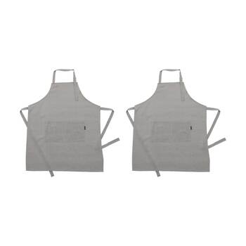 2PK Bas Phillips Kitchen Apron Linen Tencel Adjustable With Pocket Misty Blue