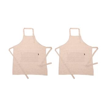 2PK Bas Phillips Kitchen Apron Linen Tencel Adjustable With Pocket Dusty Pink