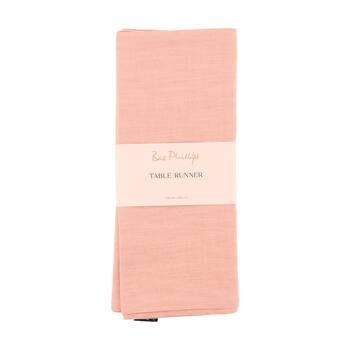Bas Phillips Linen Tencel Table Runner Kitchen Textile Dust Pink MED 35x180cm