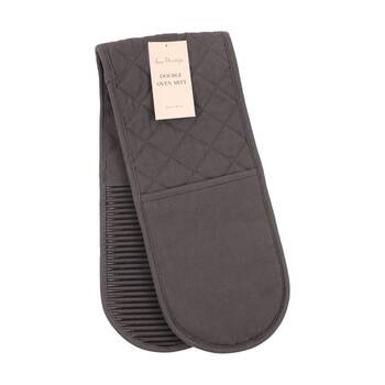 Bas Phillips Essentials Cotton Double Oven Mitt Kitchen Charcoal 18x90cm