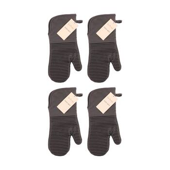 4PK Bas Phillips Essentials Cotton Oven Mitt Kitchen Linen Charcoal 18x36cm