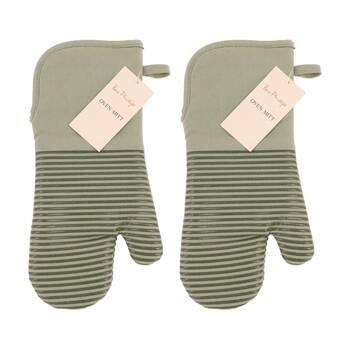 2PK Bas Phillips Essentials Cotton Oven Mitt Kitchen Linen Sage 18x36cm