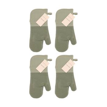 4PK Bas Phillips Essentials Cotton Oven Mitt Kitchen Linen Sage 18x36cm