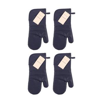 4PK Bas Phillips Essentials Cotton Oven Mitt Kitchen Linen Blue 18x36cm