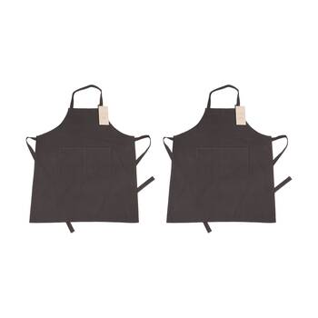 2PK Bas Phillips Essentials Cotton Kitchen Apron Plain Adjustable Neck Charcoal