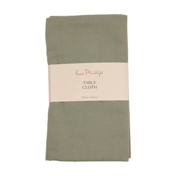 Bas Phillips Essentials Cotton Table Cloth W/ Piped Edge Sage Large 150x300cm