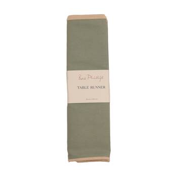 Bas Phillips Essentials Cotton Table Runner W/ Piped Edge Sage Small 35x150cm