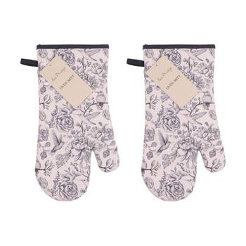2PK Bas Phillips Printed Linen Looks Oven Mitt Kitchen Accessory Blue Birds