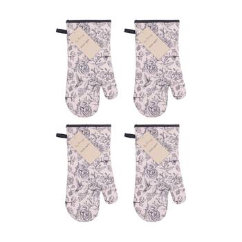 4PK Bas Phillips Printed Linen Looks Oven Mitt Kitchen Accessory Blue Birds