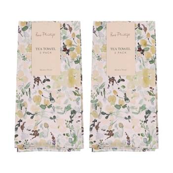 2x 2pc Bas Phillips Printed Linen Looks Tea Towel Set Cotton Green Wonderland