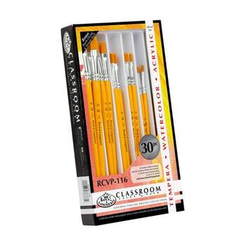 30pc Royal & Langnickel Golden Taklon Hair Art/Craft Painting Brush Set Flat