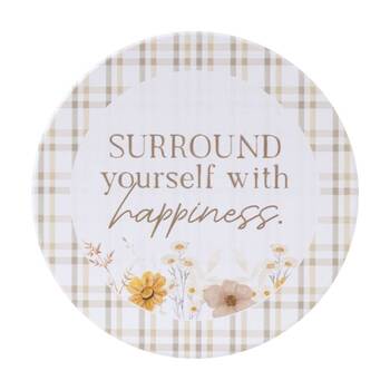 3PK Splosh Rustic Meadow Ceramic Drink Coaster Cork Base Happiness 11x11cm