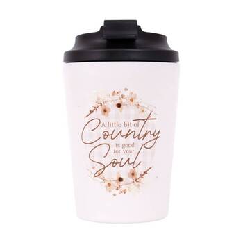 Splosh Rustic Meadow Insulated Stainless Steel Coffee Cup Beige White 380ml