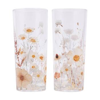 2pc Splosh Rustic Meadow Matching Hi-Ball Glasses Set Flower Artwork 15cm