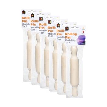 6PK Educational Colours Wooden Rolling Pin 225mm Modelling Tool Kids Art 3y+