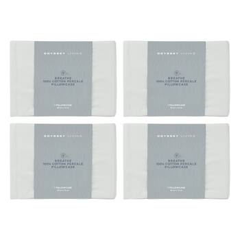 4x Odyssey Living Breathe Cotton Standard Pillowcase 48cm x 73cm Pewter