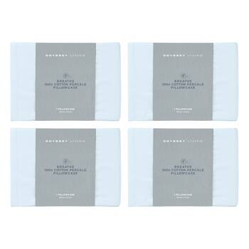 4x Odyssey Living Breathe Cotton Standard Pillowcase 48cm x 73cm Sky Blue