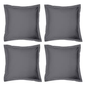 4x Odyssey Living Breathe Cotton European Pillowcase 65cm x Charcoal