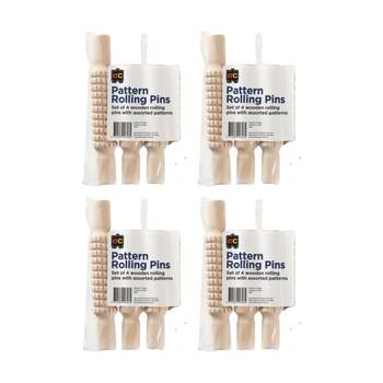 4x 4pc Educational Colours Pattern Paint Rolling Pins Set Kids Art/Craft