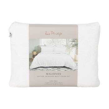 3pc Bas Phillips Maldives Jacquard Quilt Cover & Pillowcase Set White