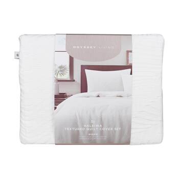 3pc Odyssey Living Haleiwa Textured Quilt Cover & Pillocase Set White