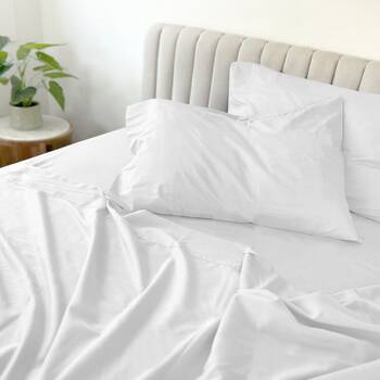 Odyssey Living Bamboo Blend Home Bedding Sheet Set w/Pillowcase White